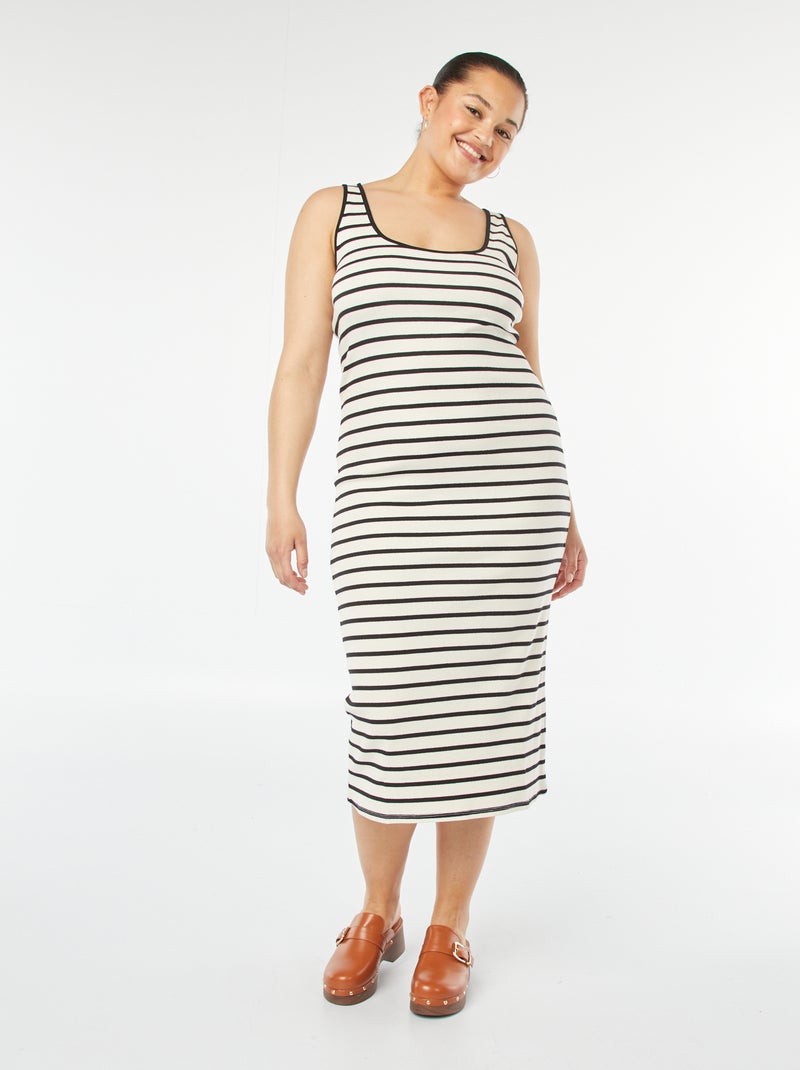 Vestido midi sem mangas tipo top de alças BRANCO - Kiabi