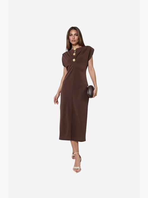 Vestido midi slim fit com detalhe de acessório busem - Kiabi Vestido midi slim fit com detalhe de acessório busem - Kiabi
