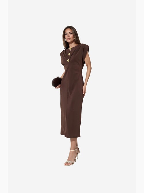 Vestido midi slim fit com detalhe de acessório busem - Kiabi Vestido midi slim fit com detalhe de acessório busem - Kiabi