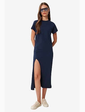 Vestido midi slim fit com racha lateral istanbul