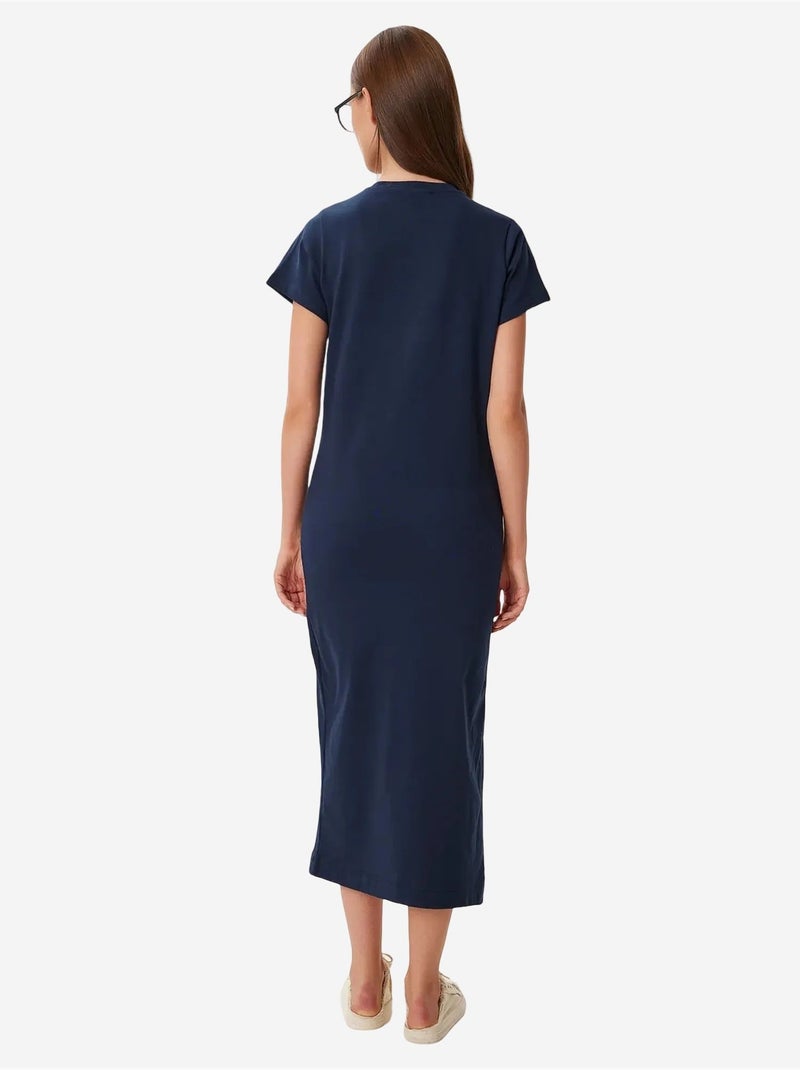 Vestido midi slim fit com racha lateral istanbul Azul-marinho - Kiabi