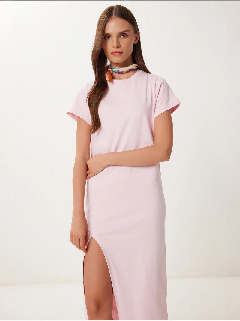 Vestido midi slim fit com racha lateral istanbul Rosa doce - Kiabi