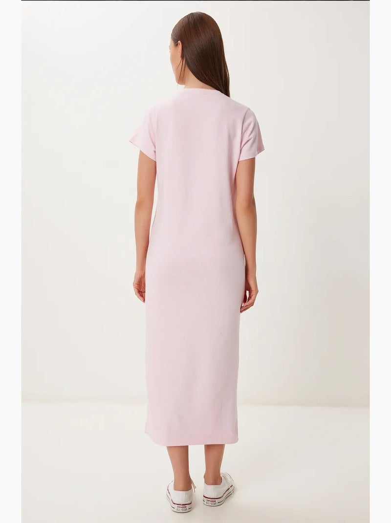 Vestido midi slim fit com racha lateral istanbul Rosa doce - Kiabi
