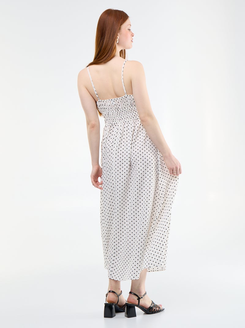 Vestido midi smock Branco - Kiabi