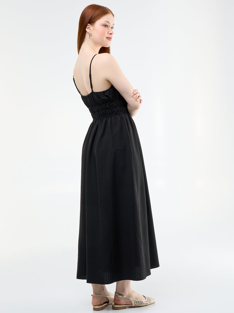 Vestido midi smock Preto - Kiabi