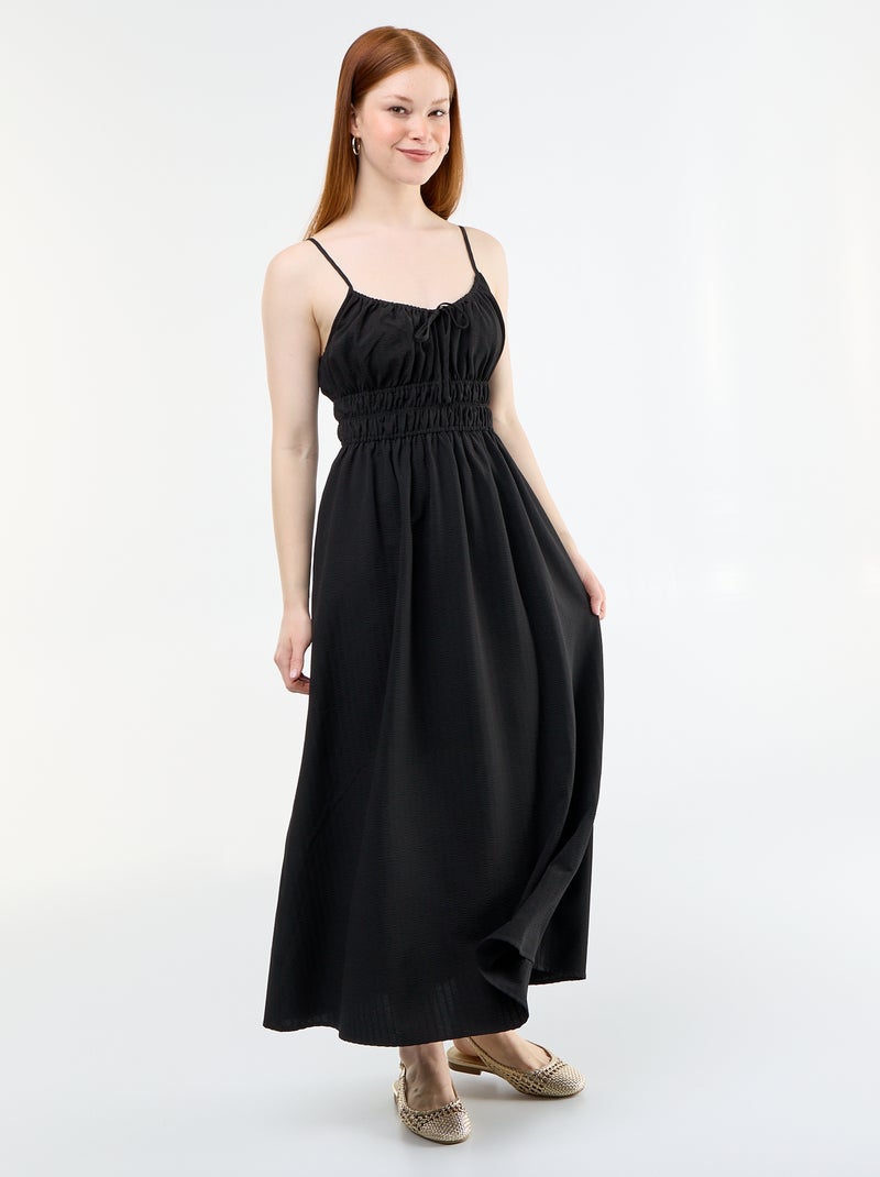 Vestido midi smock Preto - Kiabi