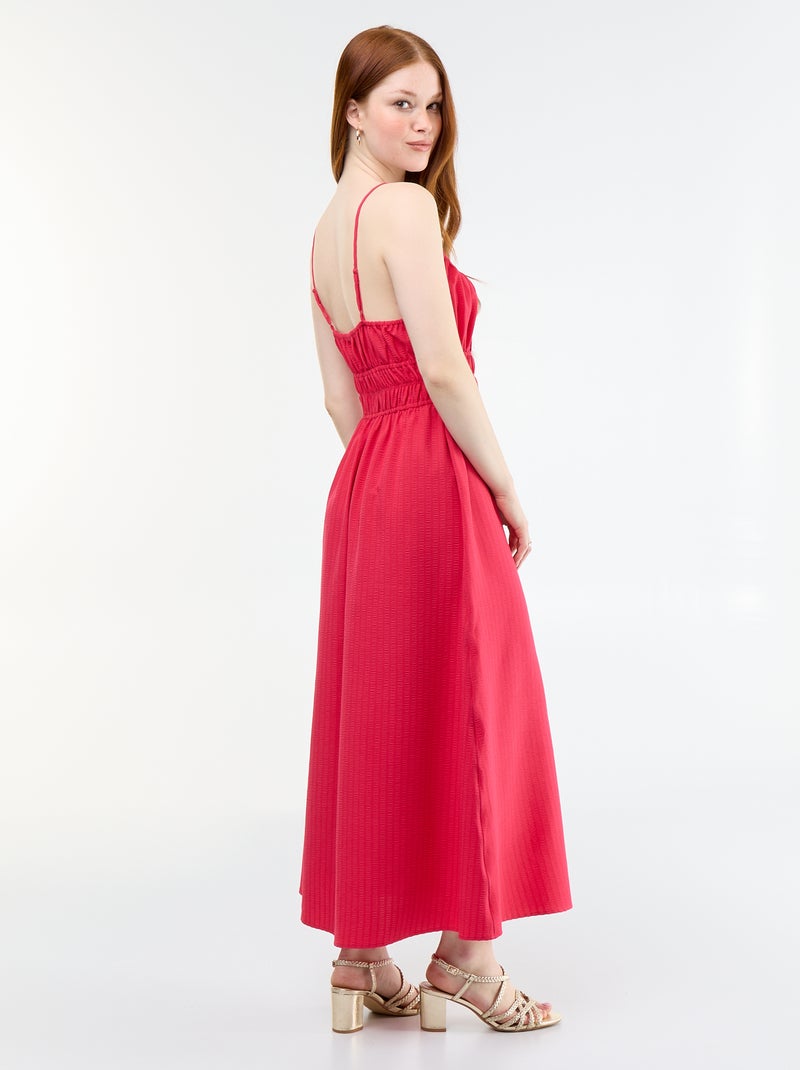 Vestido midi smock Rosa - Kiabi