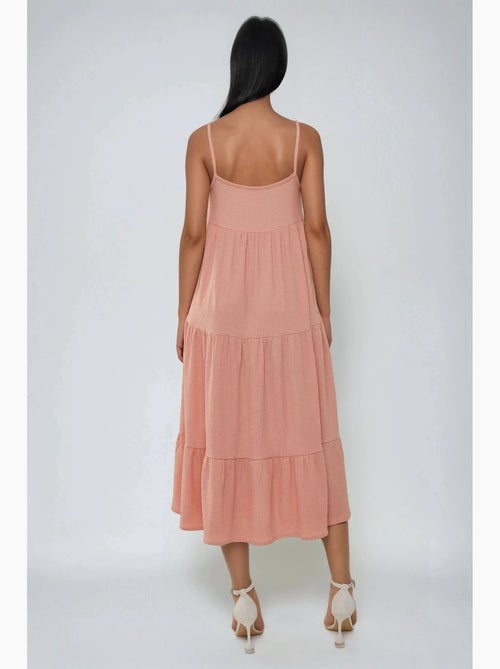 Vestido midi texturado em formato a hiccup - Kiabi Vestido midi texturado em formato a hiccup - Kiabi