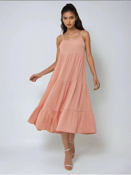 Vestido midi texturado em formato A - Kiabi Vestido midi texturado em formato A - Kiabi
