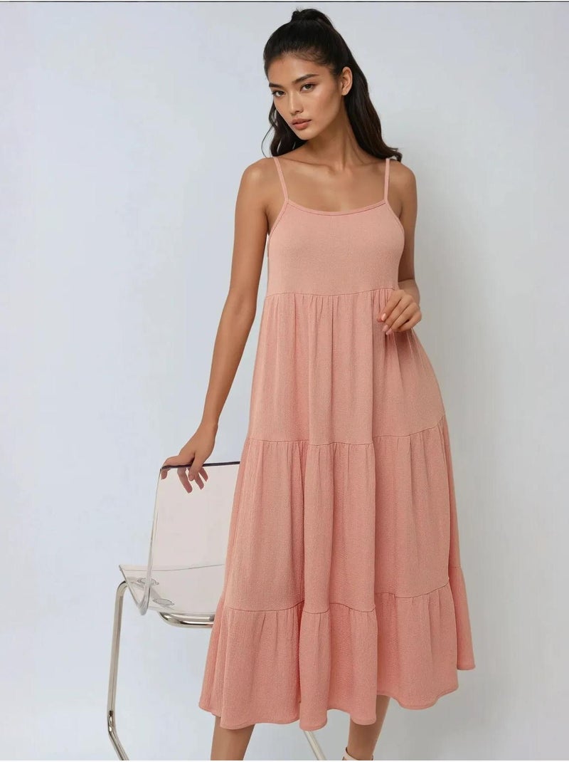 Vestido midi texturado em formato A Rosa - Kiabi