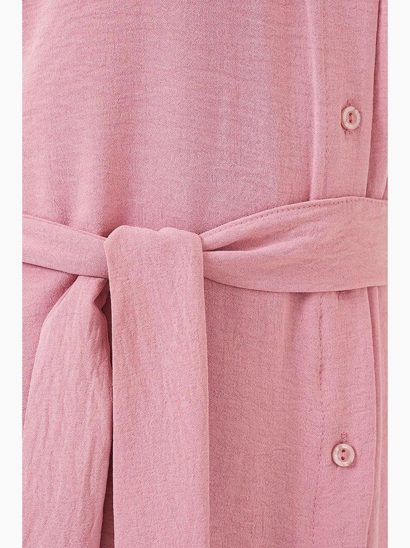 Vestido midi texturizado com decote em v e fecho de botões bdart Rosa-pálido - Kiabi