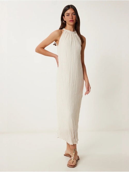 Vestido midi texturizado com decote halter istanbul - Kiabi Vestido midi texturizado com decote halter istanbul - Kiabi