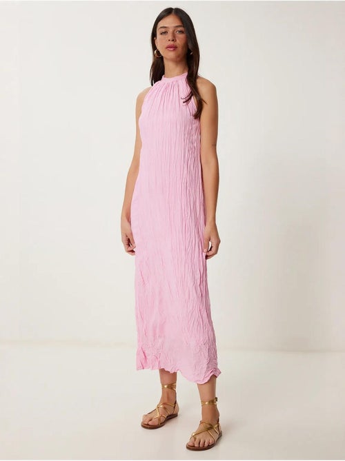 Vestido midi texturizado com decote halter istanbul - Kiabi Vestido midi texturizado com decote halter istanbul - Kiabi