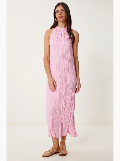 Vestido midi texturizado com decote halter istanbul - Kiabi Vestido midi texturizado com decote halter istanbul - Kiabi