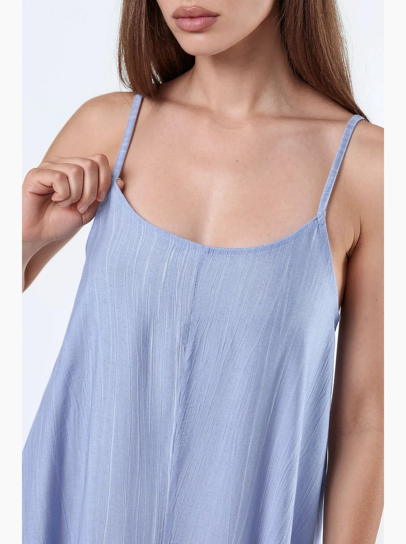 Vestido midi tipo combinação com decote em u e corte largo busem Azul-céu - Kiabi