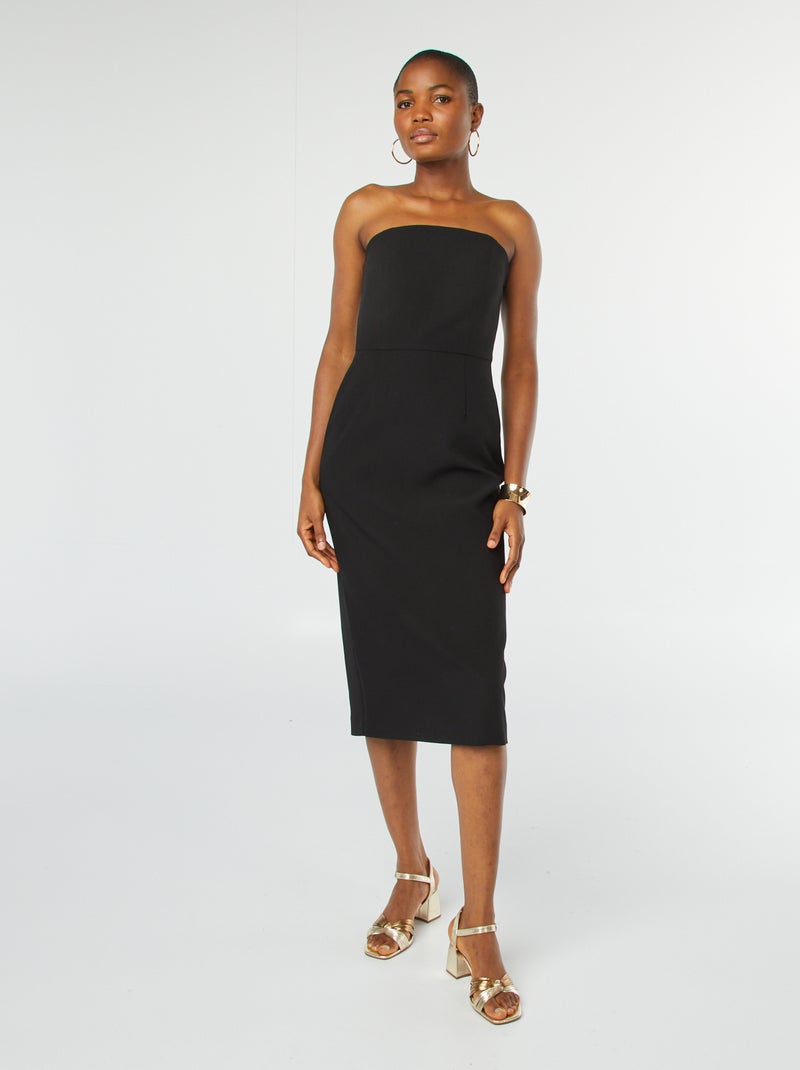 Vestido midi tipo corpete Preto - Kiabi