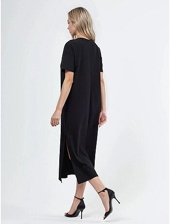 Vestido midi tipo t-shirt com gola redonda busem