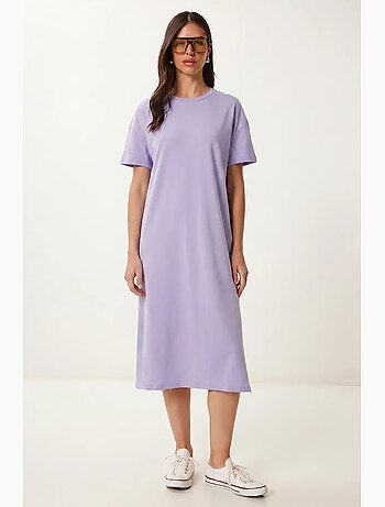 Vestido midi tipo t-shirt de algodão com gola redonda istanbul