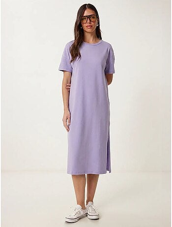 Vestido midi tipo t-shirt de algodão com gola redonda istanbul