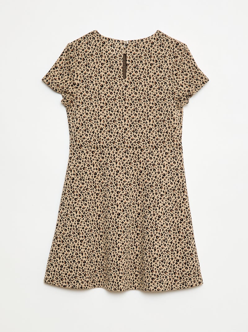 Vestido Milano com corte evasé e mangas curtas Bege - Kiabi