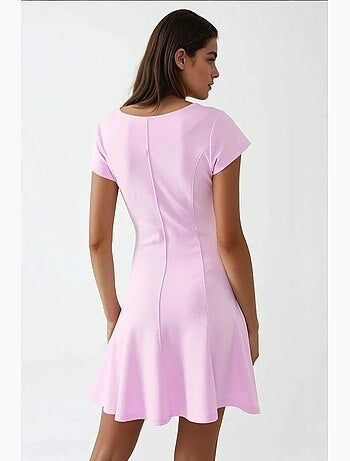 Vestido mini básico macio com gola redonda elástica hiccup