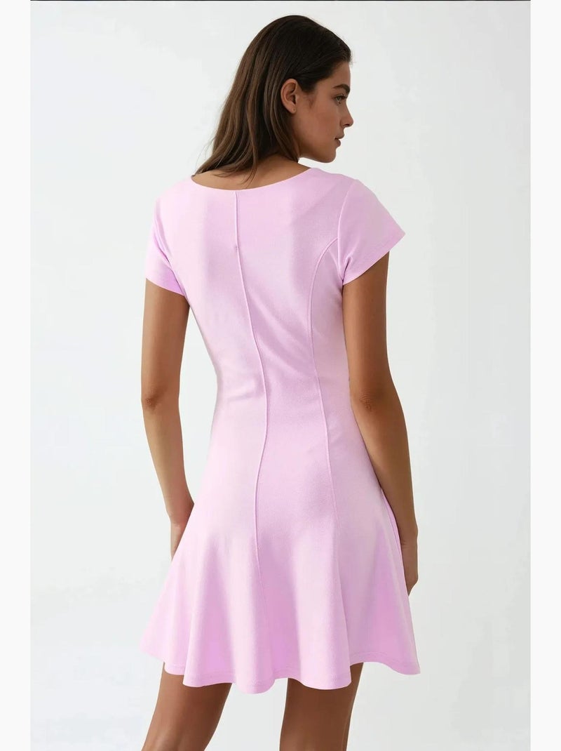 Vestido mini básico macio com gola redonda elástica hiccup Rosa-claro - Kiabi