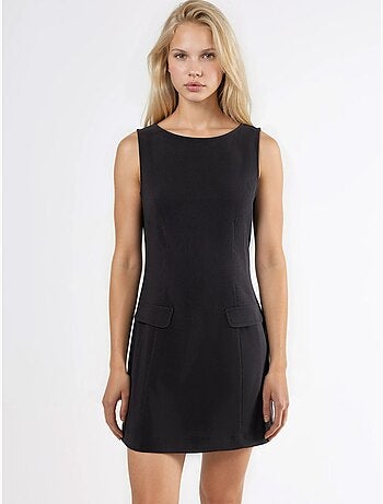 Vestido mini bengalin com detalhe de bolso hiccup