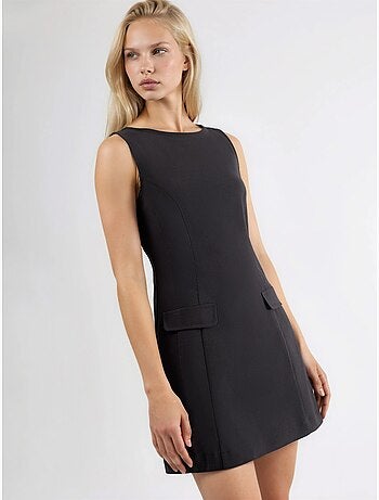 Vestido mini bengalin com detalhe de bolso hiccup