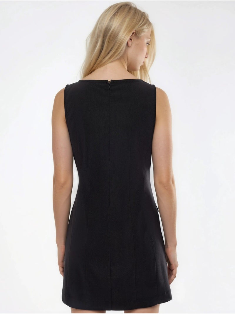Vestido mini bengalin com detalhe de bolso hiccup Preto - Kiabi
