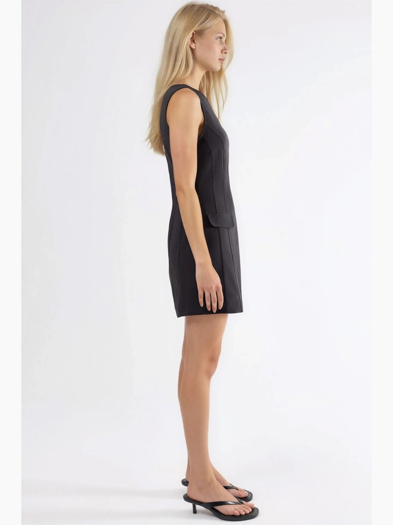 Vestido mini bengalin com detalhe de bolso hiccup Preto - Kiabi
