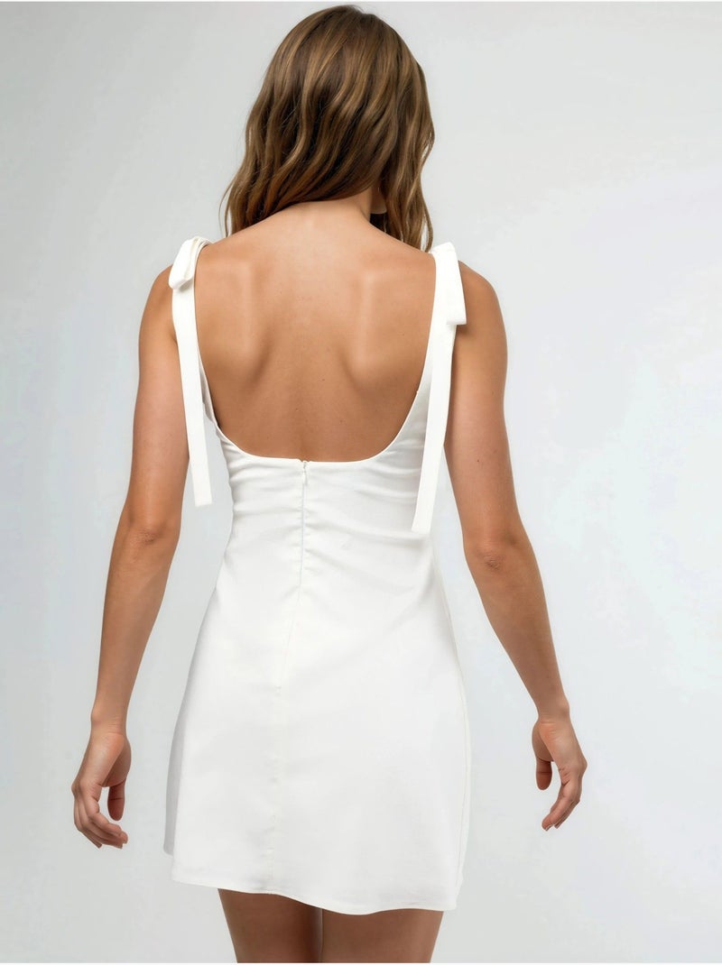Vestido mini bengalin com laços hiccup Branco - Kiabi