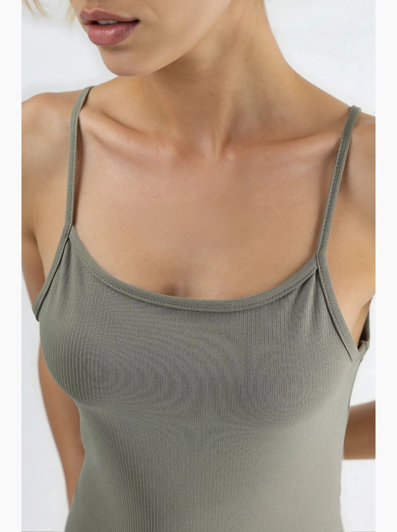 Vestido mini bodycon com alças hiccup Cáqui - Kiabi