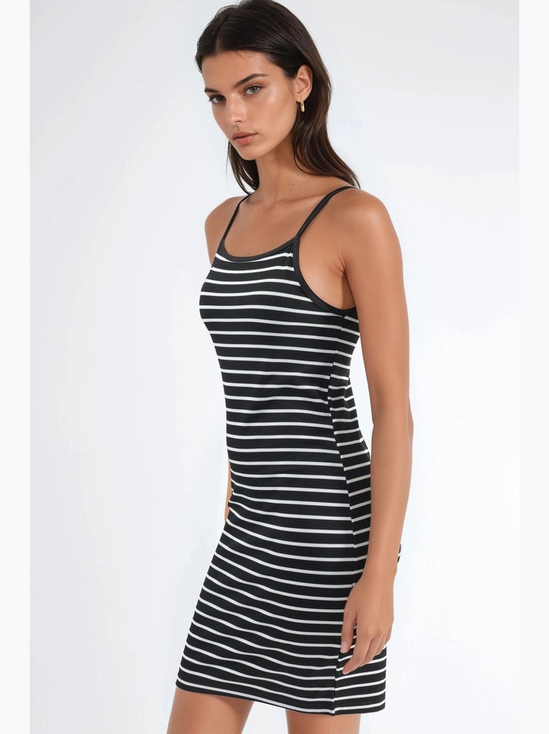 Vestido mini bodycon com alças hiccup Preto Branco - Kiabi