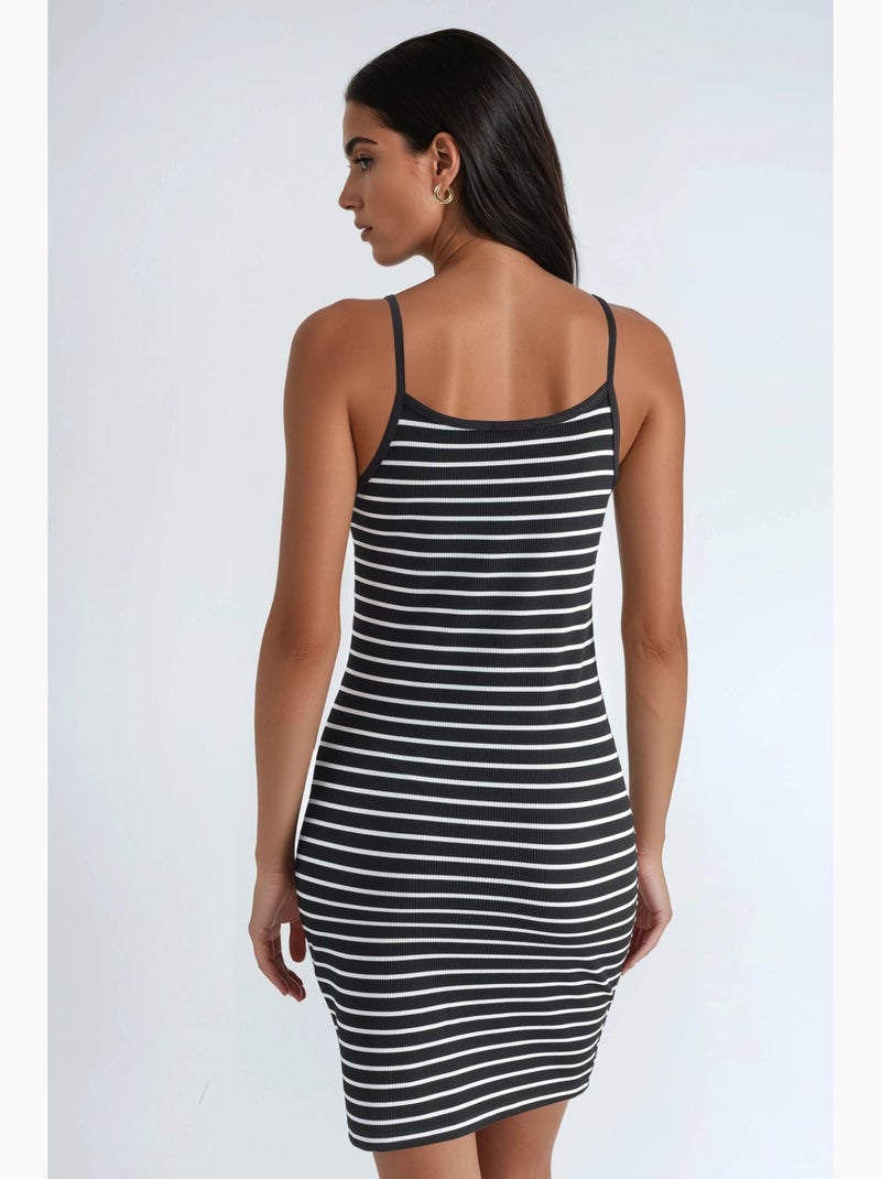 Vestido mini bodycon com alças hiccup Preto Branco - Kiabi