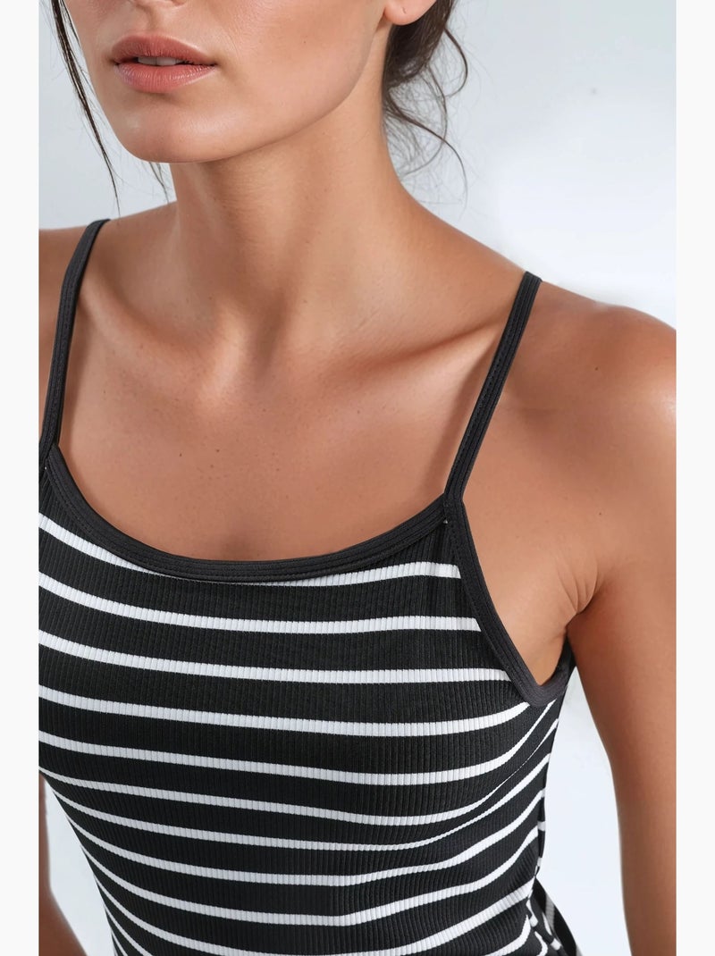 Vestido mini bodycon com alças hiccup Preto Branco - Kiabi