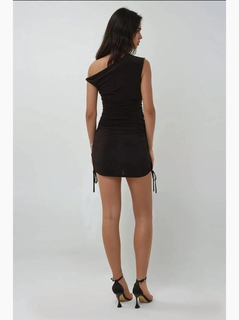 Vestido mini bodycon com decote assimétrico e detalhe cut-out hiccup Preto - Kiabi