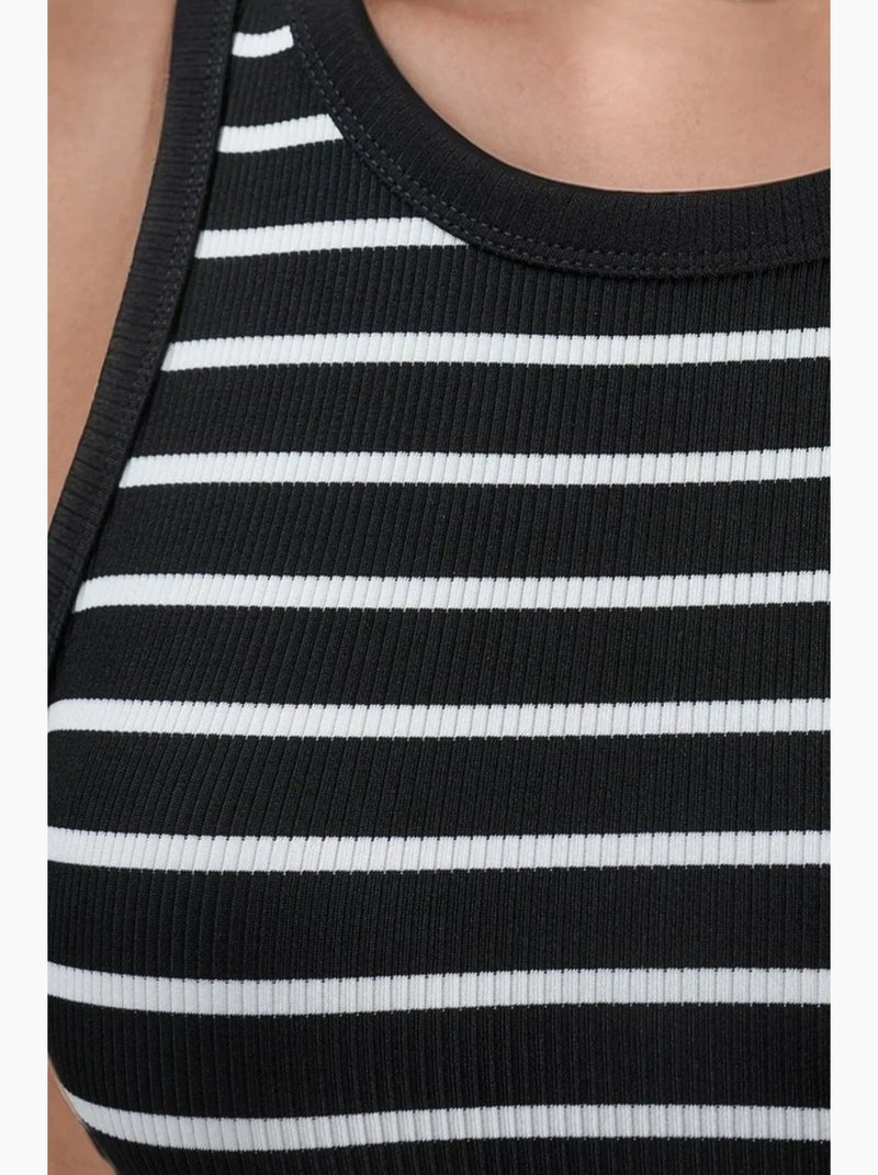 Vestido mini bodycon com gola redonda hiccup Preto Branco - Kiabi