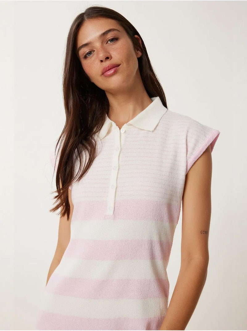 Vestido mini bodycon em malha às riscas istanbul Rosa-claro - Kiabi