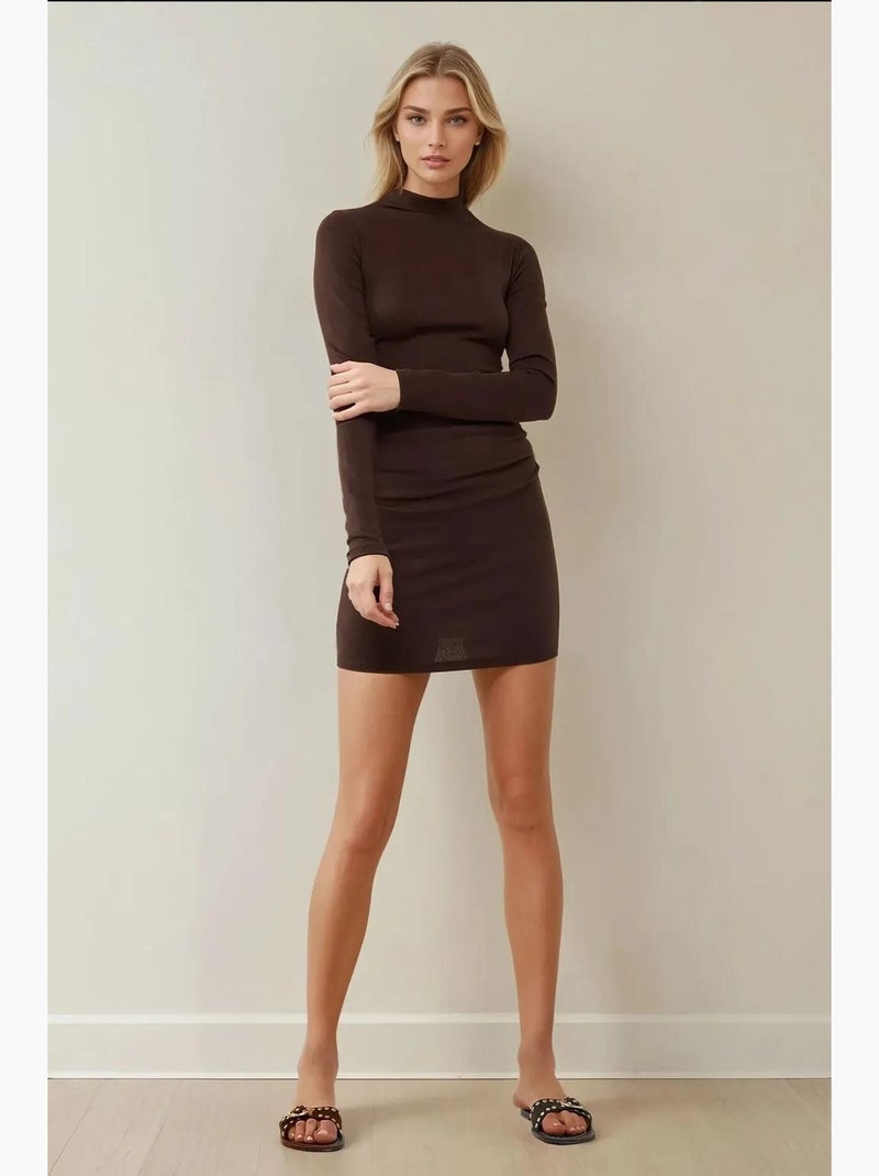 Vestido mini bodycon em modal de toque suave hiccup Castanho-escuro - Kiabi