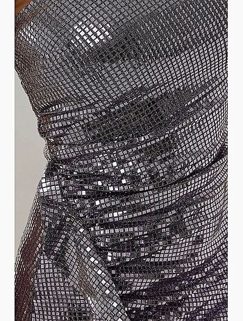 Vestido mini bodycon sem alças com lantejoulas e detalhe drapeado hiccup