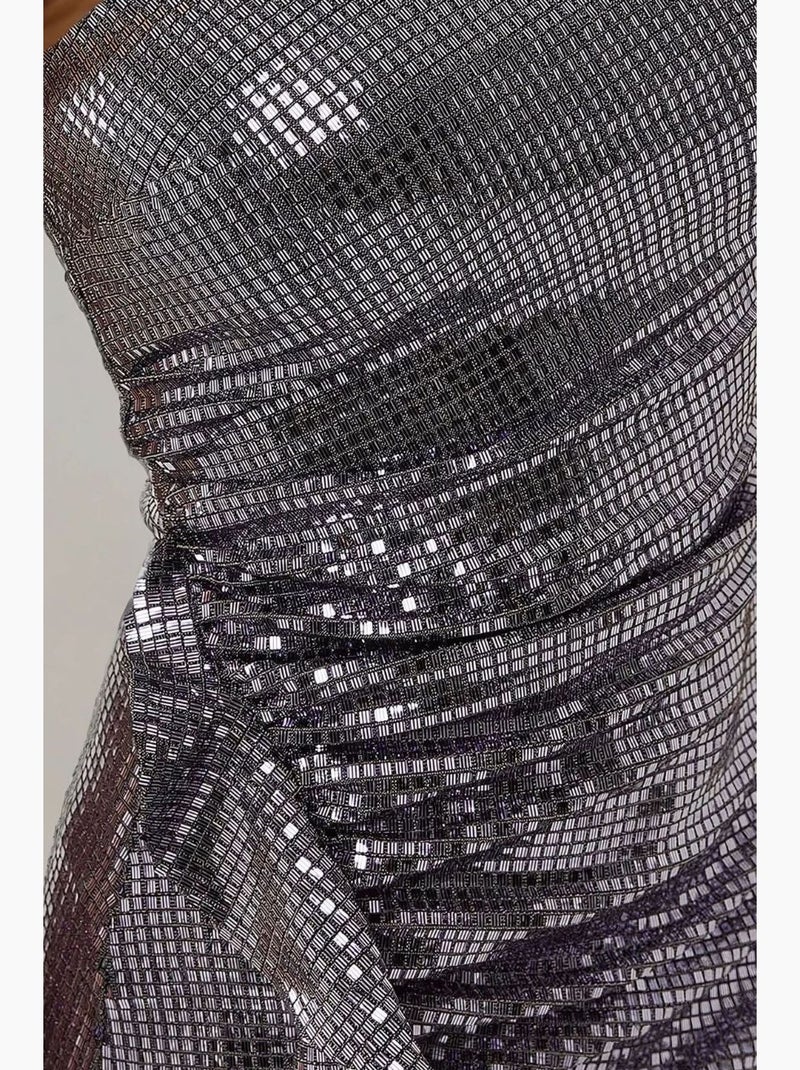 Vestido mini bodycon sem alças com lantejoulas e detalhe drapeado hiccup Prata - Kiabi