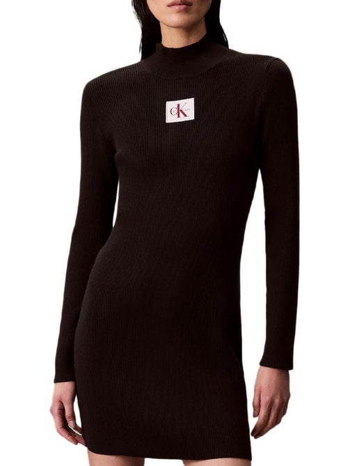 Vestido Mini Calvin Klein Jeans Slim Preto para Mulher - Kiabi Vestido Mini Calvin Klein Jeans Slim Preto para Mulher - Kiabi