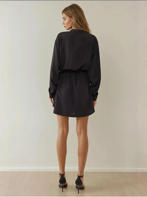 Vestido mini camisa relax fit viscose hiccup - Kiabi Vestido mini camisa relax fit viscose hiccup - Kiabi