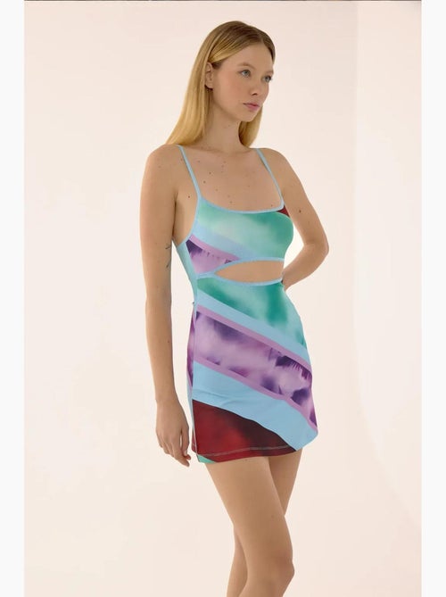 Vestido mini colorido com detalhes recortados hiccup - Kiabi
