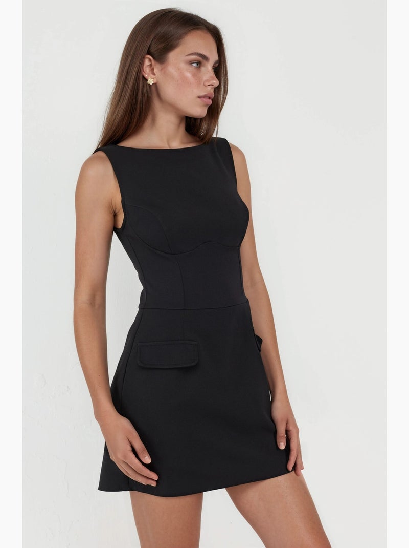 Vestido mini com bolsos de pala e calções incorporados hiccup Preto - Kiabi