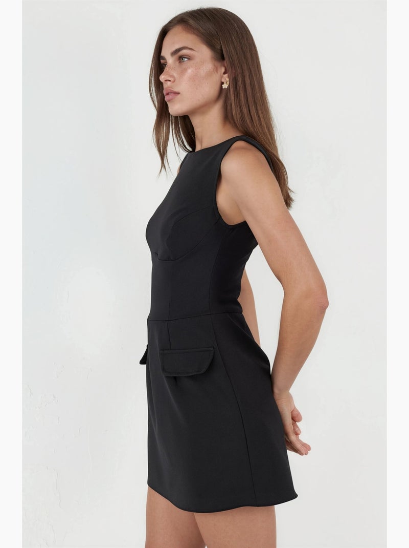 Vestido mini com bolsos de pala e calções incorporados hiccup Preto - Kiabi