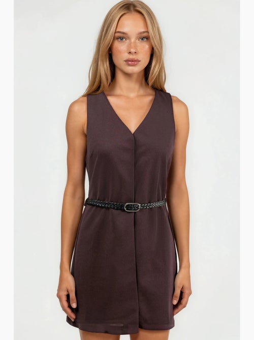 Vestido mini com decote em v e corte em a hiccup - Kiabi
