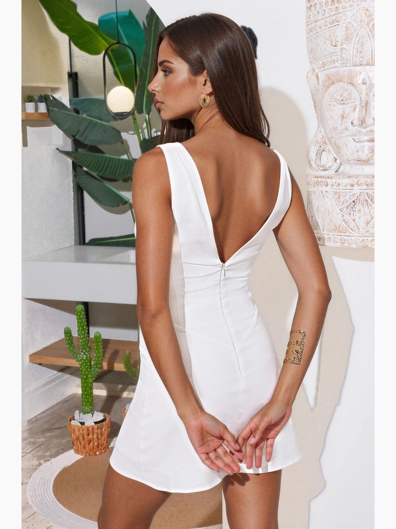Vestido mini com decote em v hiccup Branco sujo - Kiabi