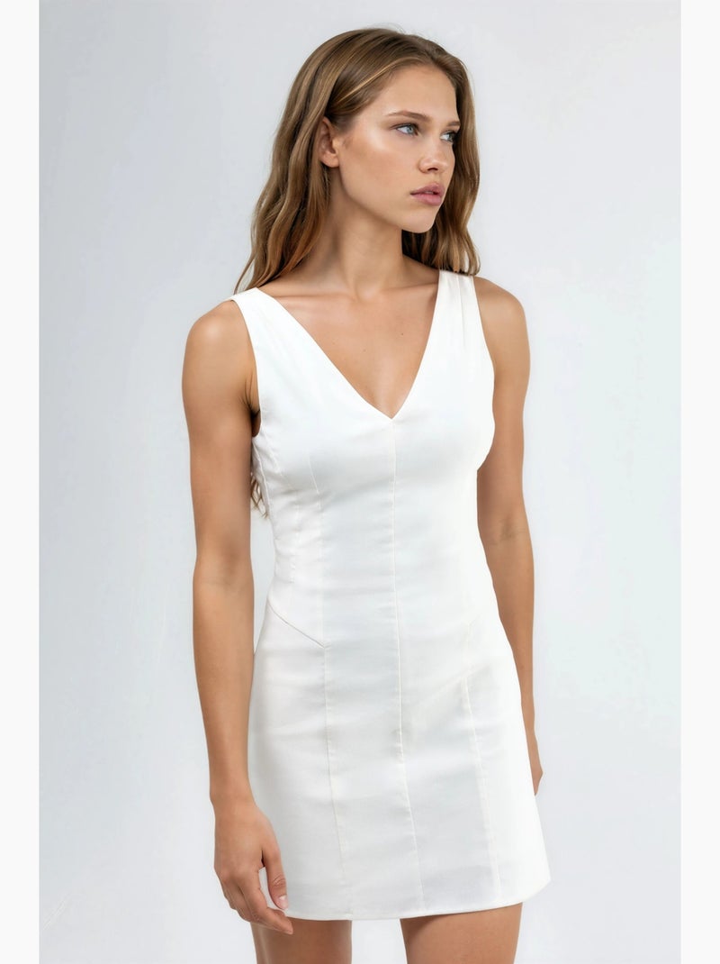 Vestido mini com decote em v hiccup Branco sujo - Kiabi