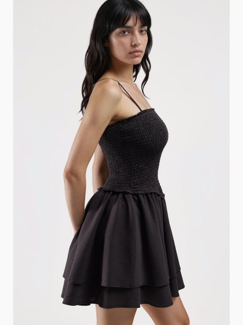 Vestido mini com folhos hiccup - Kiabi Vestido mini com folhos hiccup - Kiabi